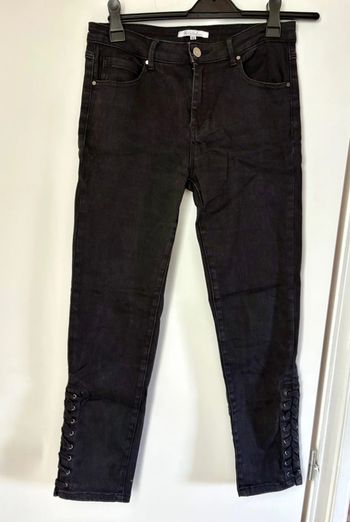 Jeans slim noir à lacets 40