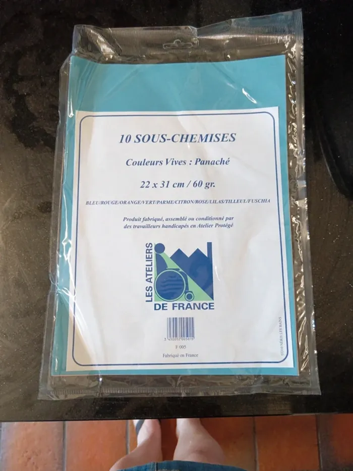 Pochette 10 sous chemises multicouleur
