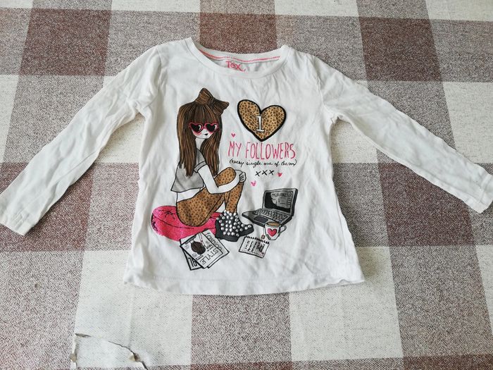 TS 2/3 ans manches longues écru my followers Tex