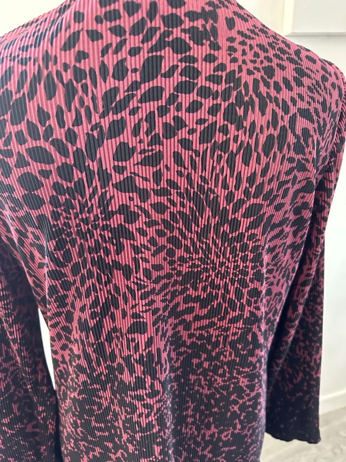 Blouse plissée léopard rose et noire Vintage T42/44 XL/XXL - photo numéro 4