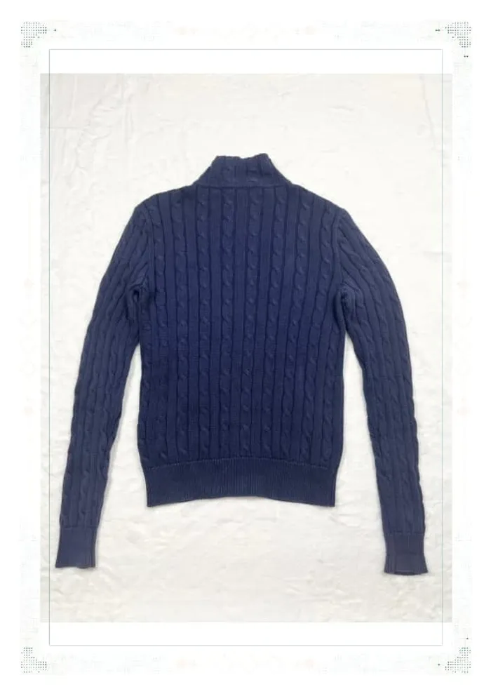 Ralph Lauren veste zippé torsadé bleu marine femme taille M coton - photo numéro 3