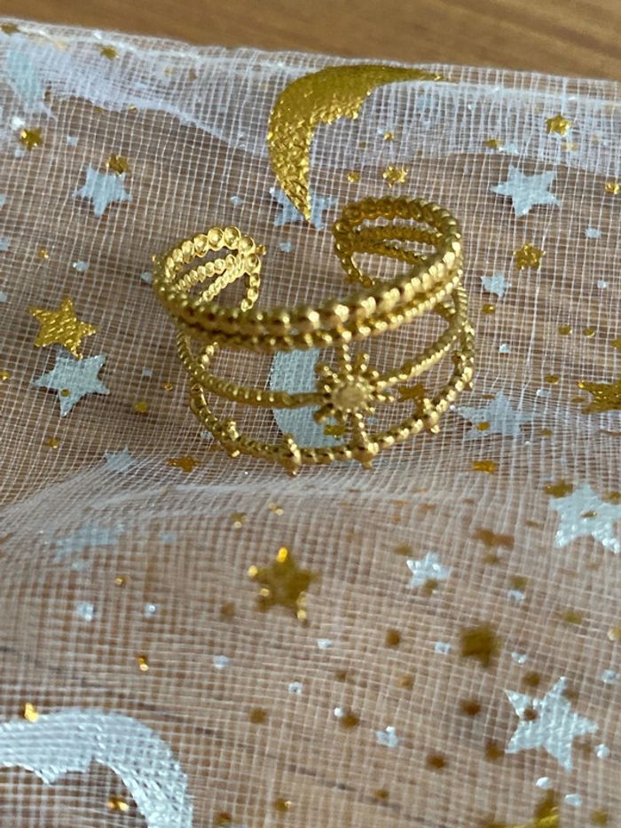 Bague dorée acier inoxydable réglable - photo numéro 7