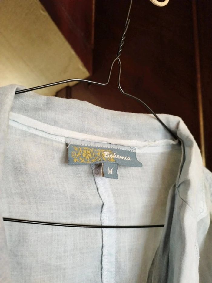 Veste blazer tailleur 100% ramie bleu clair M/38 - photo numéro 4