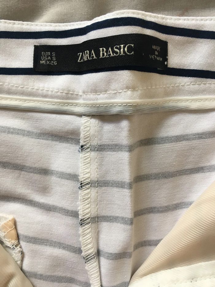 Short marin marinière rayure blanc bleu marine Zara - photo numéro 2