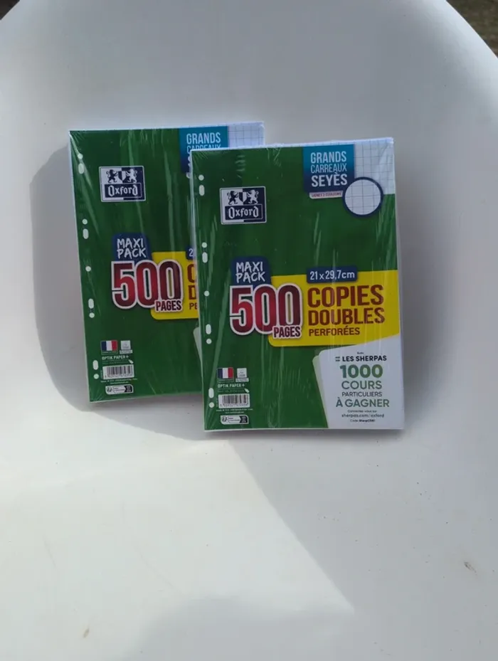 2 paquets de 500 copies double oxford grands carreaux seyes