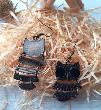 Boucles d'oreilles hiboux bronze