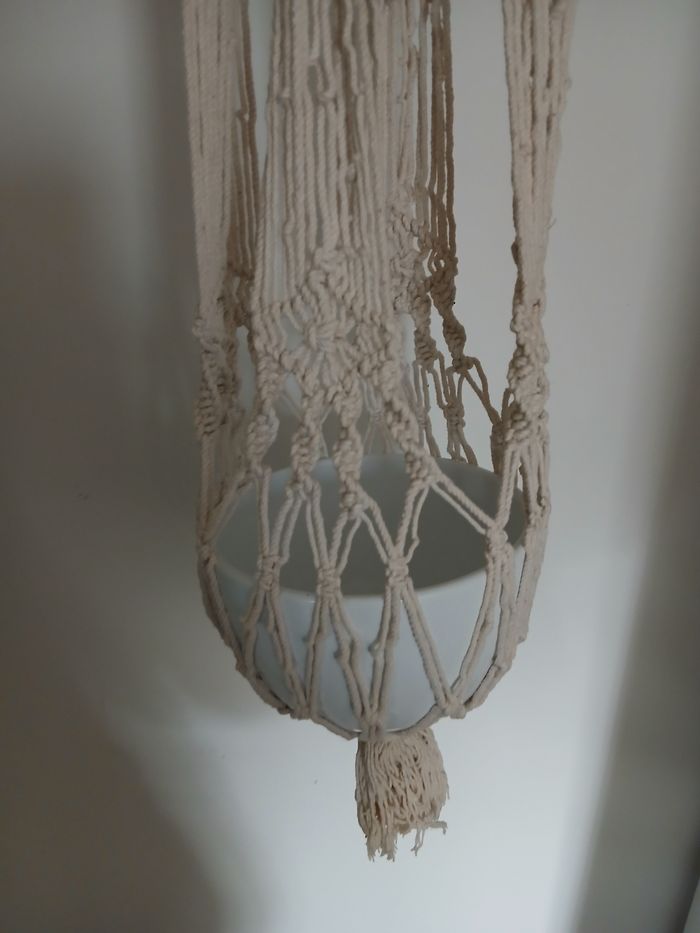 Suspension macramé pot de fleur en céramique - photo numéro 2