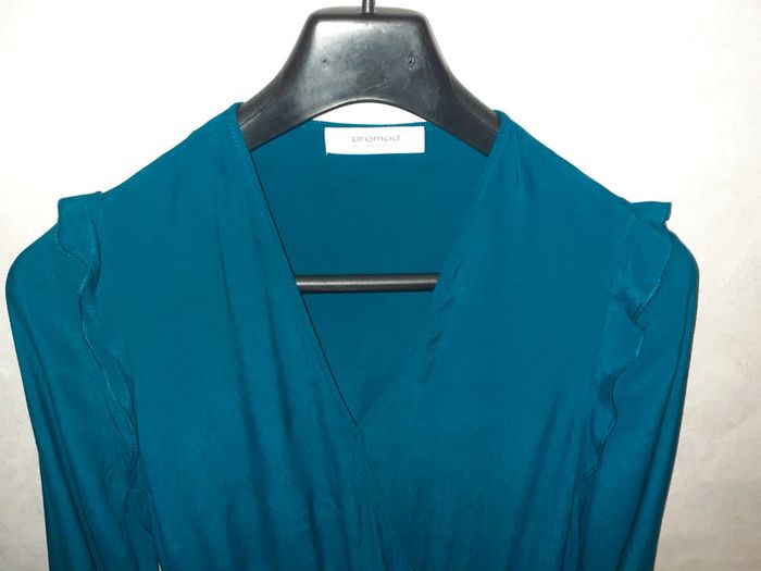 Jolie robe portefeuille bleu vert canard - photo numéro 3