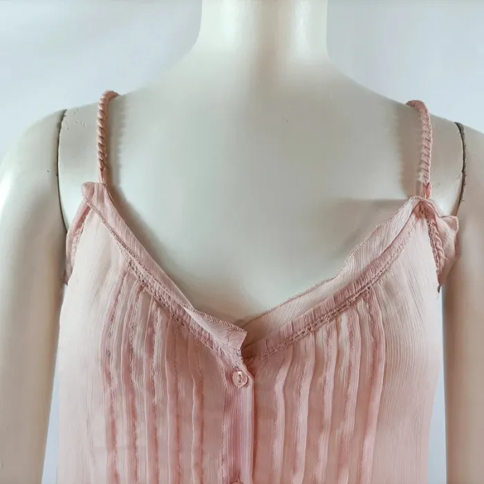 Top rose poudré Mango à bretelles S fluide et plissé - photo numéro 3