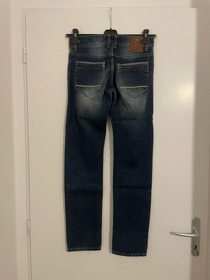 Jean taille haute coupe slim bleu foncé effet délavé Terance Kole taille 14 ans - photo numéro 4