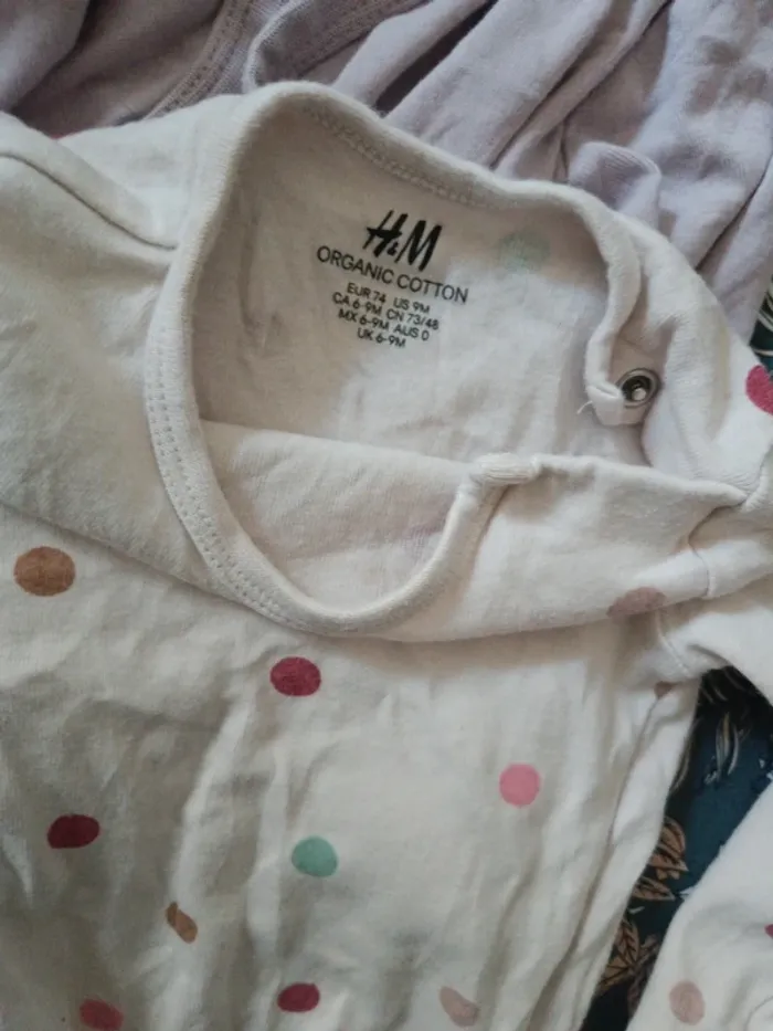 Lot de 3 bodies manches longues H&M 74cm rose et violet - photo numéro 2
