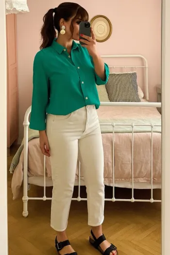 Chemisier vintage vert turquoise neuf taille 34/36