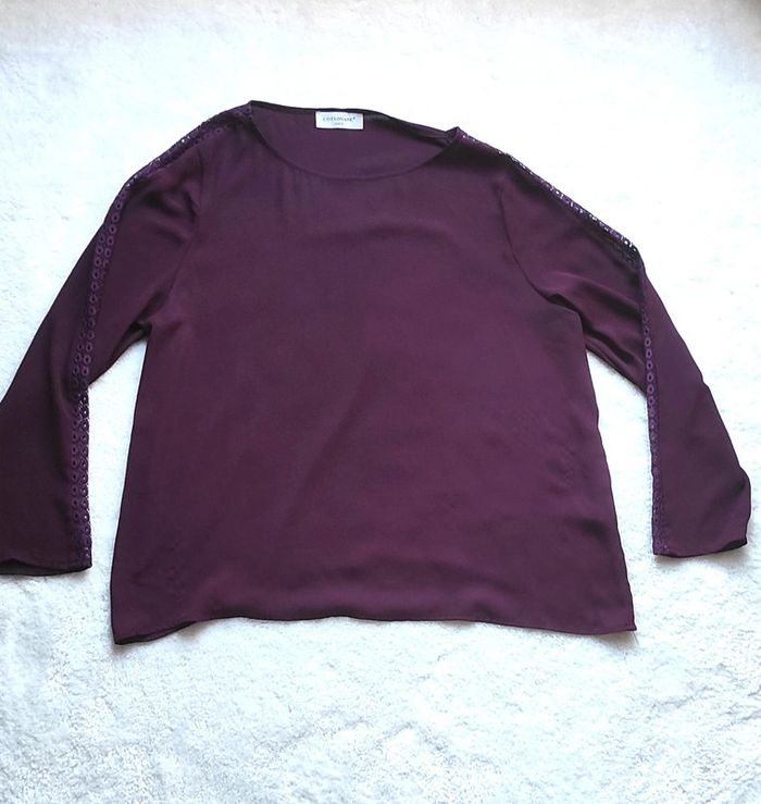 Blouse Cottonade Paris Violet Aubergine L fabriqué en France - photo numéro 2