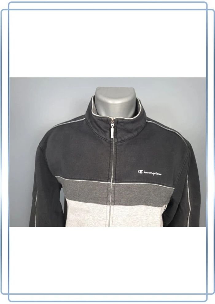 Veste légère /Track jacket Champion vintage noire et gris / homme - taille M / floqué (40) - photo numéro 2