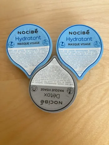 Masques visage Nocibé hydratant et detox