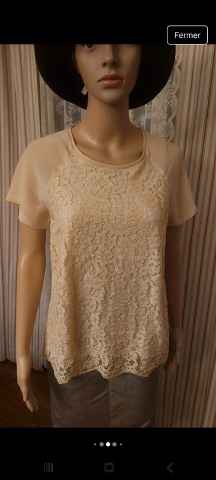 Jolie Blouse  100% soie rose pâle Gigue t 36 - photo numéro 7