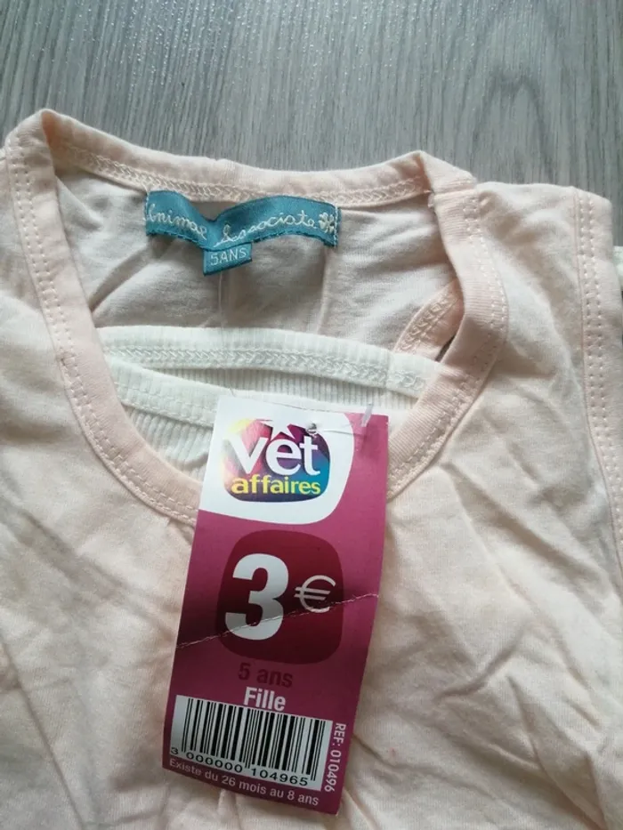 Débardeur rose saumon doublé imprimé fleurs et cheval / vêt affaires / (5ans) - photo numéro 3