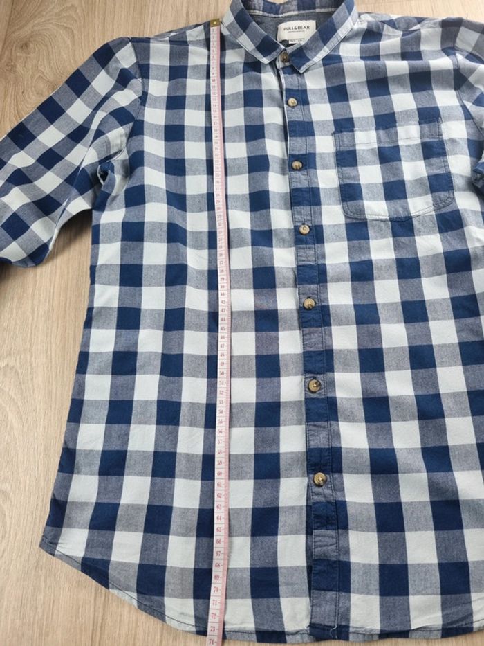 Chemise à carreaux bleue Homme Pull & Bear Taille L - photo numéro 6