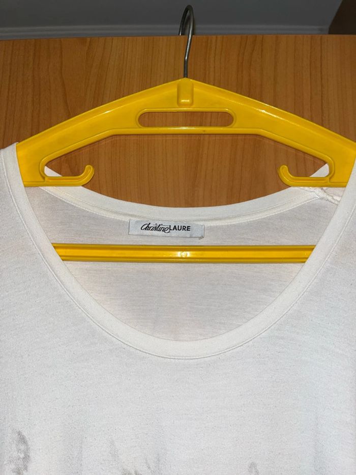 Tee shirt blanc manches courtes à motif 44 - photo numéro 3