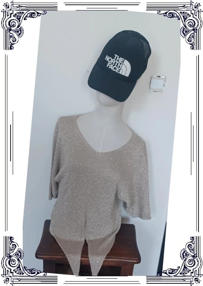 Joli pull fin doré à nouer taille S/M - photo numéro 2