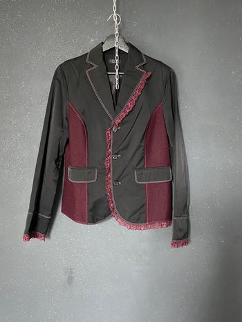 Veste noir satiné feutrine bordeaux 38/40 voir mensurations