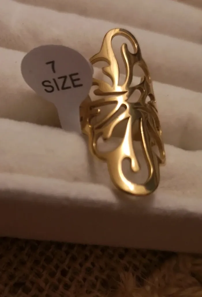 Bague dorée femme taille 7 - photo numéro 2