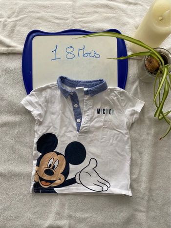 Polo Mickey manches courtes - Disney - 18 mois / 80 cm - TBE