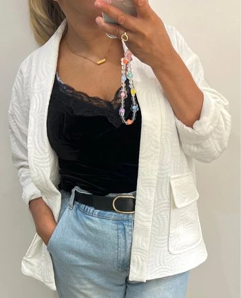 Veste blanche à motifs jacquard