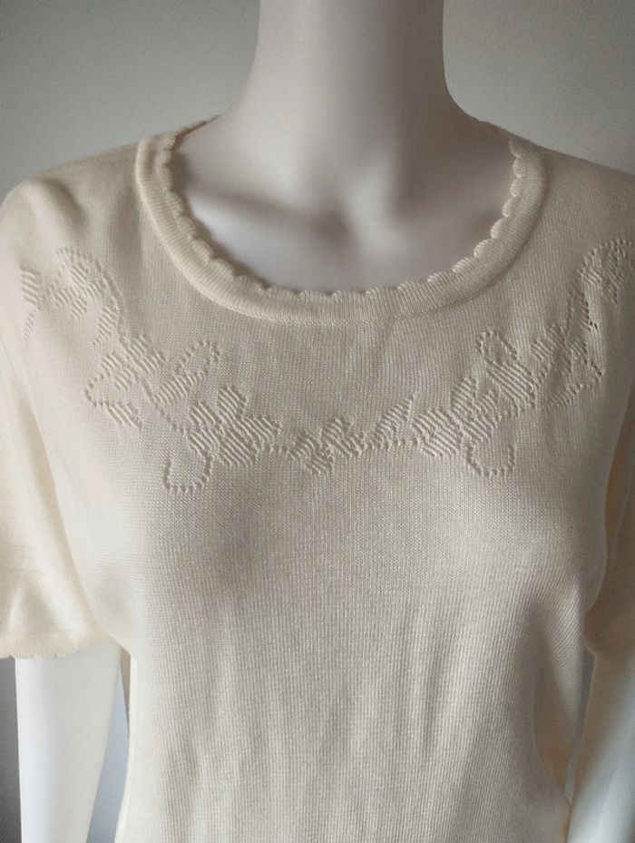 Pull écru manches courtes Damart taille 46/48 - photo numéro 2