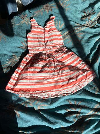 Robe réversible rayée rose / fleur 6 ans