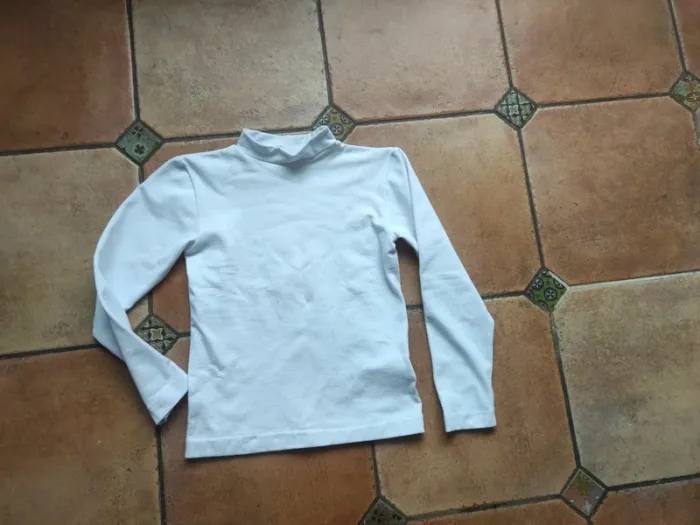 T-shirt blanc col haut - photo numéro 3