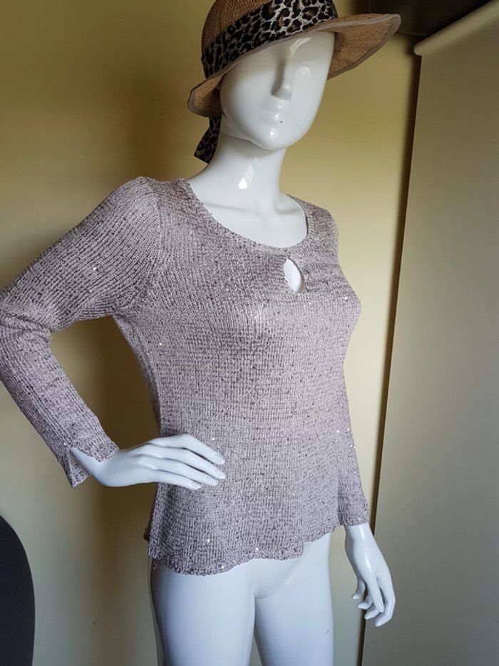 Pull léger manches longues à paillettes