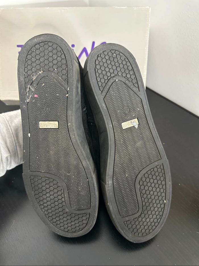 Baskets en cuir noir et crème Reqins T39 - photo numéro 5