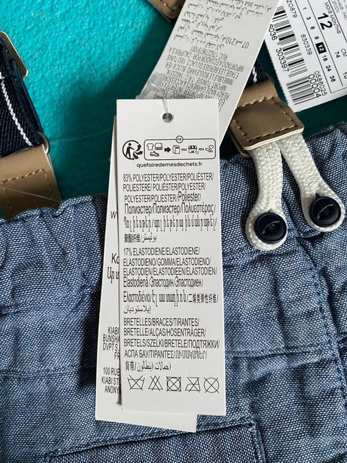 Pantalon à bretelles Kiabi Taille 12 Mois - photo numéro 4