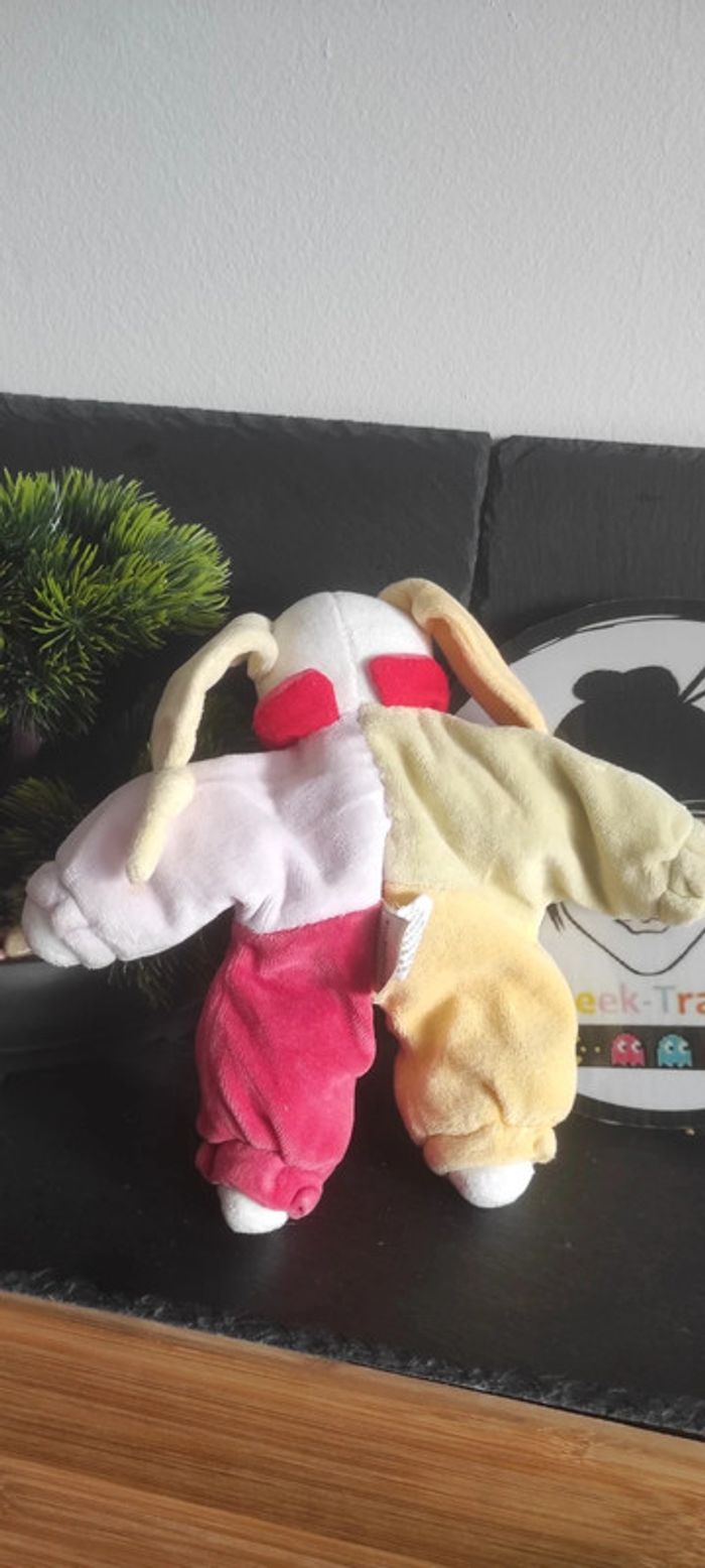 Doudou et compagnie semi plat lapin lapinou arlequin papillon jaune vert rouge rose - photo numéro 2