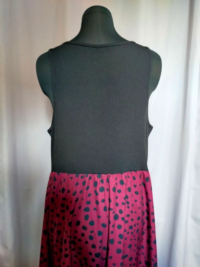 Robe bicolore – haut noir côtelé & jupe rose à pois – Shein Curve – T. 1XL - photo numéro 4