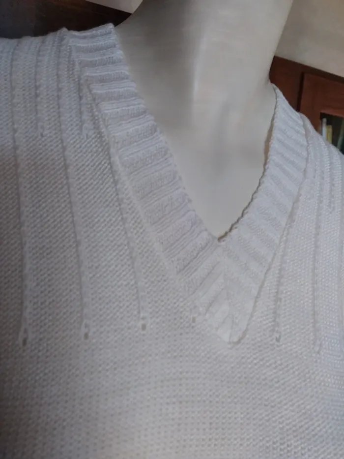 Pull classique basic blanc printemps automne - photo numéro 2