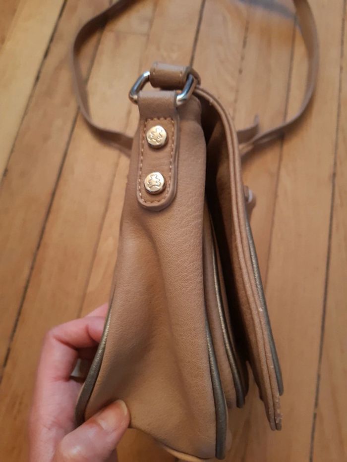 Sac à bandoulière beige/doré Lulu Castagnette - photo numéro 7