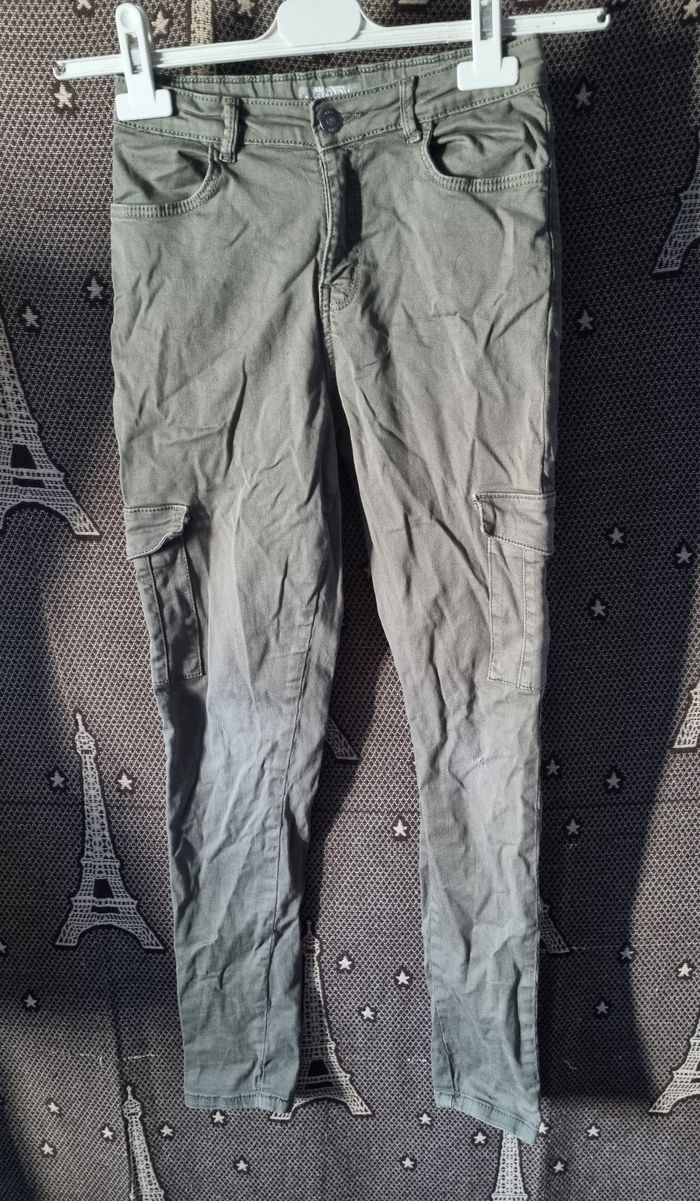 Jean skinny kaki style cargo taille XS 14ans