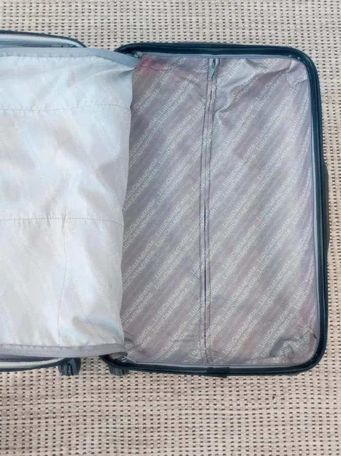 Grande valise fleur violet à roulette / Lulu Castagnette - 60L - photo numéro 12