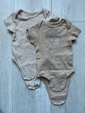 Lot de 2 bodies manches courtes NPO - "Charmeur" - 18 mois