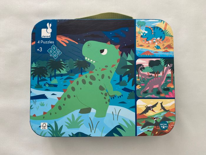 4 puzzles évolutifs dinosaures dans valisette Janod - photo numéro 1