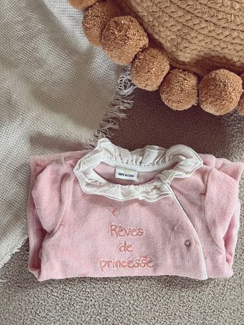 Pyjama velours rose tape à l'œil tao princesse