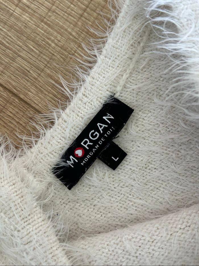 Pull blanc tout doux à manches longues Morgan taille L comme neuf - photo numéro 10