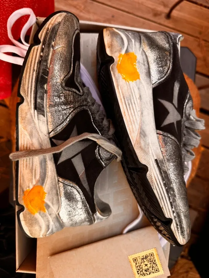 Sneakers basket running T38 noir argent  portés  mais tbe - photo numéro 5