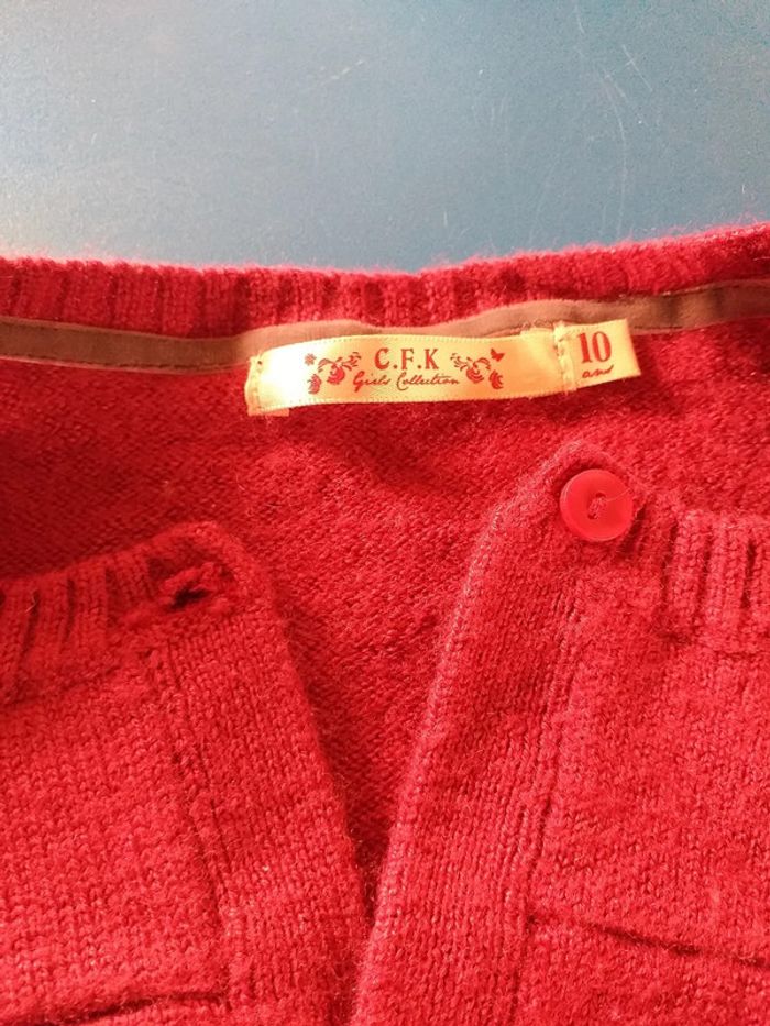 Gilet framboise pourpre 10 ans - photo numéro 2