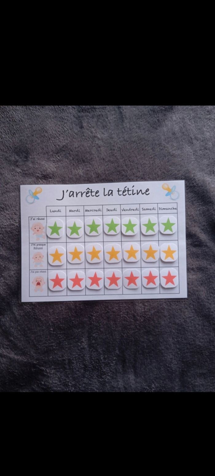 Fiche plastifiée j'arrête là tétine pour votre enfant - photo numéro 2