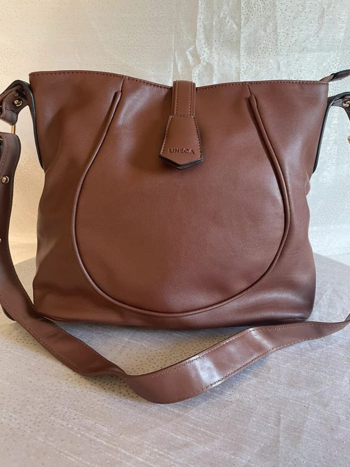 Coup de cœur! Beau sac marron chic Lineca