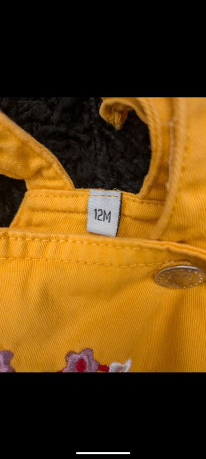 Lot robe salopettes jaune moutarde, rouge rose  12m - photo numéro 9