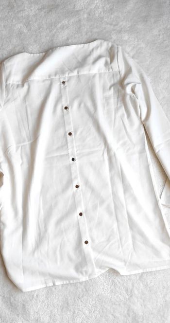 Blouse top chemisier transparent blanc crème Zara XS boutons dans le dos